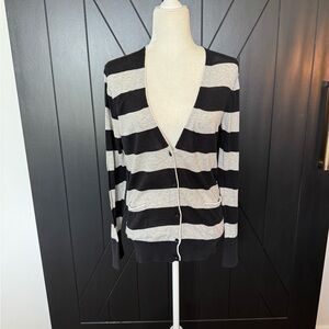 Black and Gray Striped Women's Cardigan